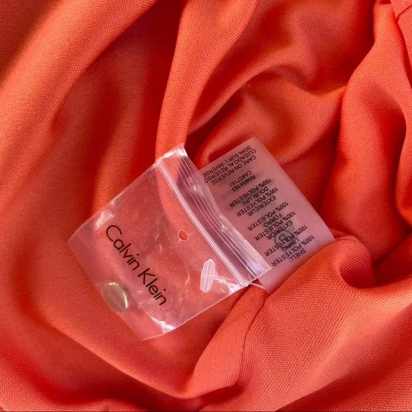 SOLD——CALVIN KLEIN Orange Ruffle Pleated Tank Blouse - Picture 6 of 9